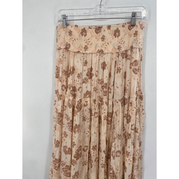 Free People Magnetic Meadows Tiered Laced Up Side Maxi Skirt LARGE - Picture 3 of 8